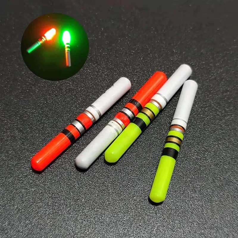 Lot de 5 bâtons lumineux LED vert/rouge pour piles CR322 - Accessoire de pêche nocturne pour flotteurs et équipement
