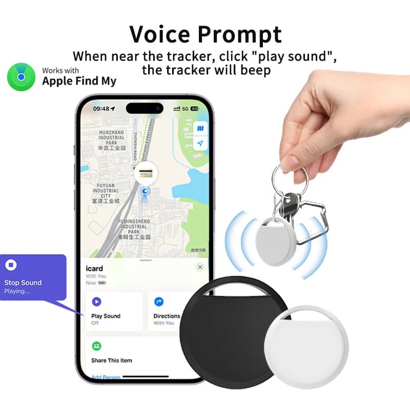 Tracker Bluetooth GPS mini compatible Apple - Localisateur MFI pour clés et matériel de pêche iOS