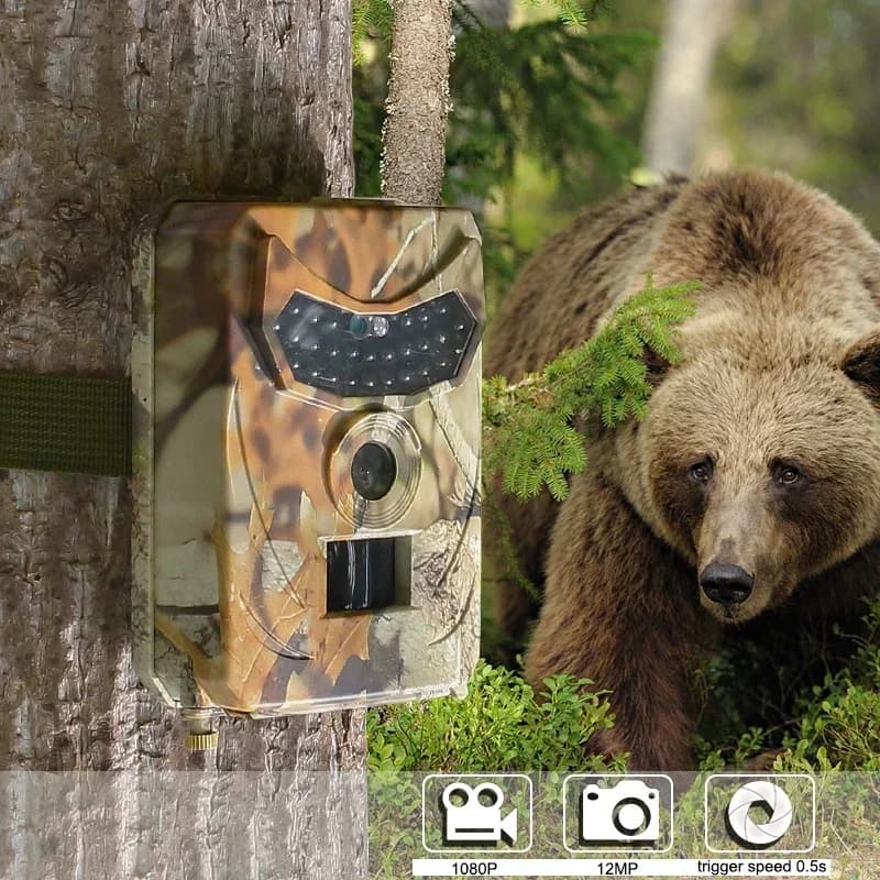 Caméra de chasse 12MP détecteur animaux - Étanche avec vision nocturne infrarouge et sensing thermique