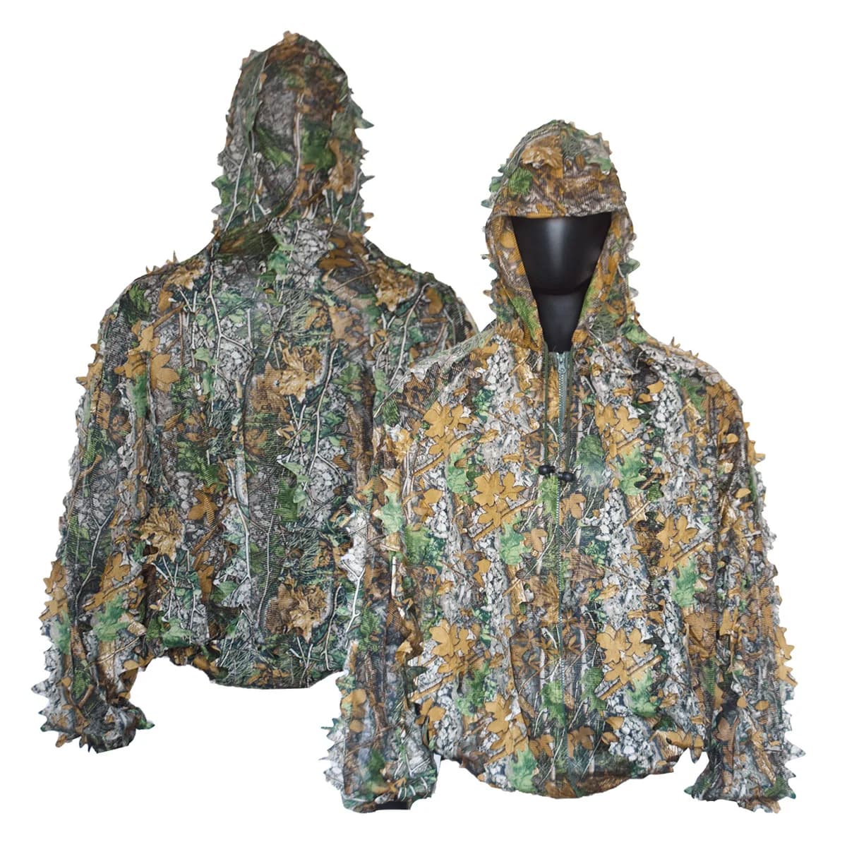 Cape camouflage arbre géant jungle invisible 3D - Tenue pêche dissimulation extrême feuilles d'érable