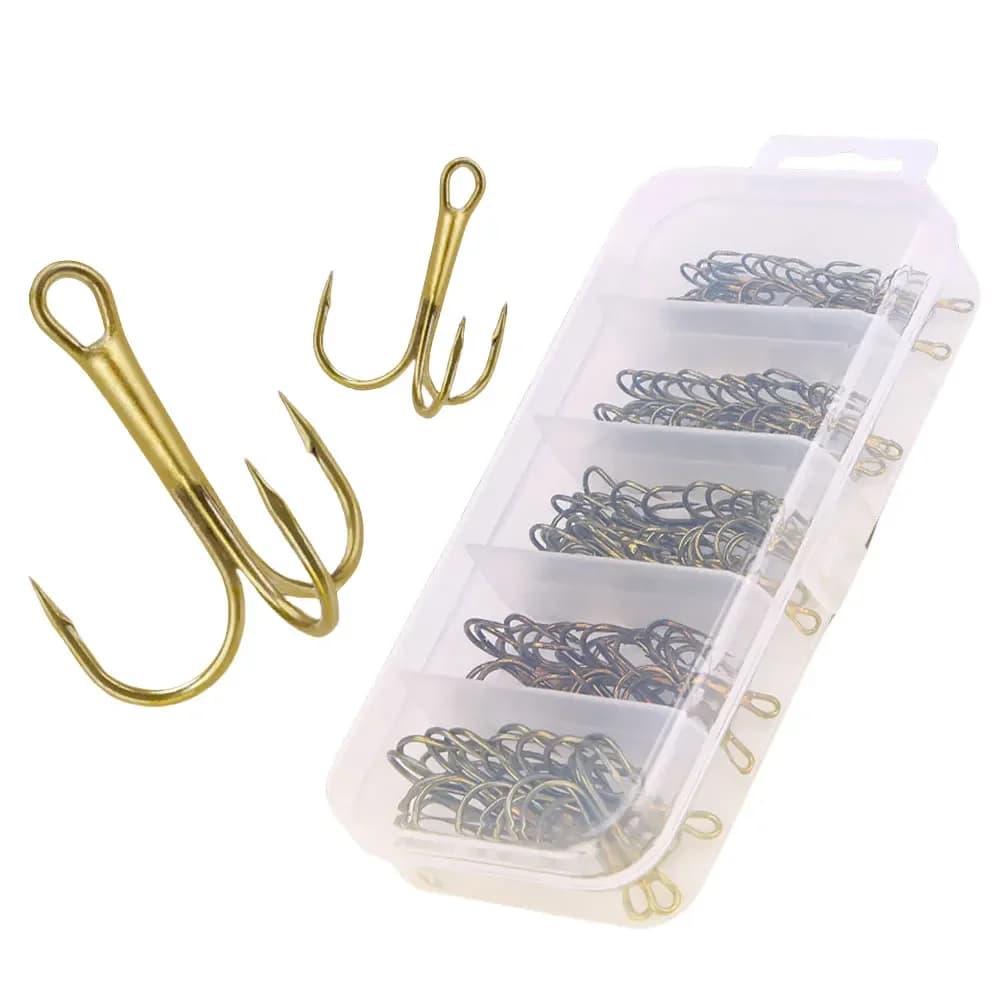 Hameçons triples 80 pièces acier carbone haute résistance pour pêche eau douce et mer