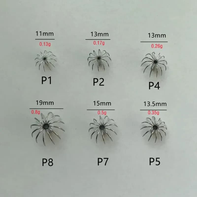 20 hameçons à calmar miniatures en acier inoxydable - Accessoires pour appâts couronne parapluie - Artisans pêche DIY
