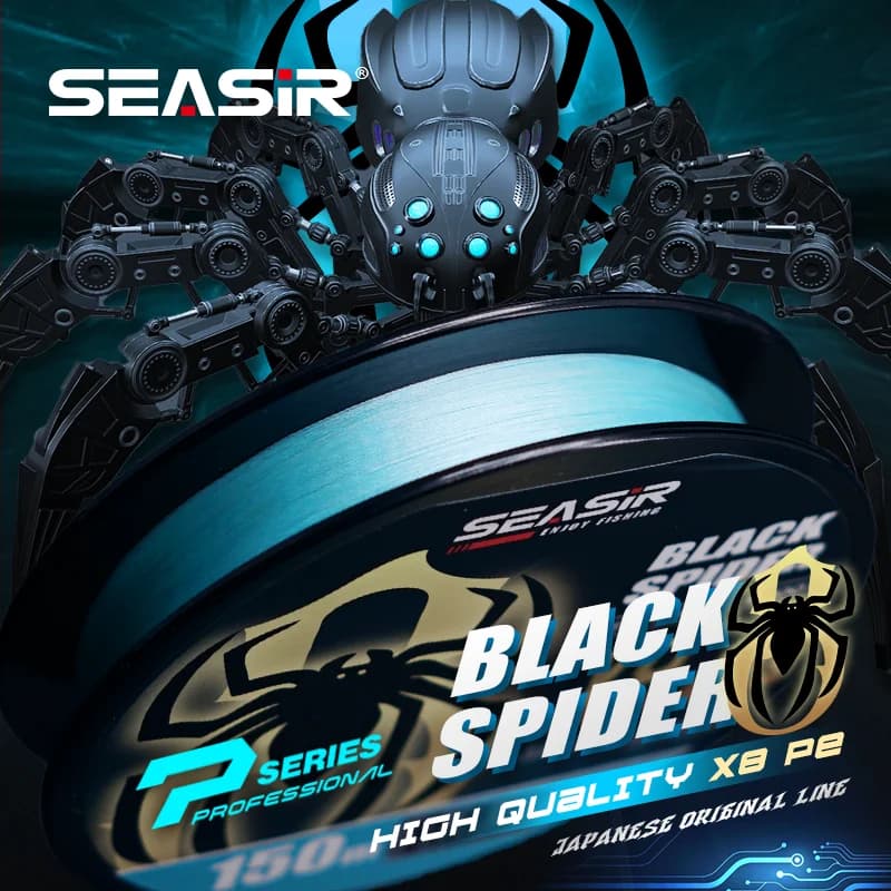 SEASIR P-Series Black Spider PE Line 8 - Ligne tressée 150m 16-46Lb - Multifilament haute résistance améliorée