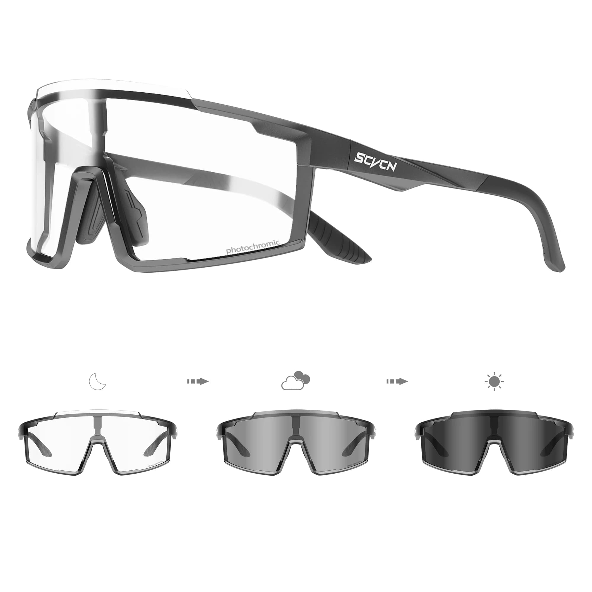 Lunettes de pêche photochromiques SCVCN - Vélo VTT - Outdoor hommes femmes UV400