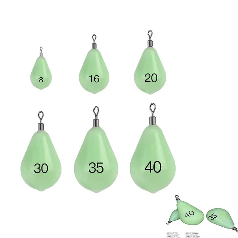 Plomb de pêche lumineux en forme de larme avec émerillon 8-60# 30g-150g pour la pêche de nuit