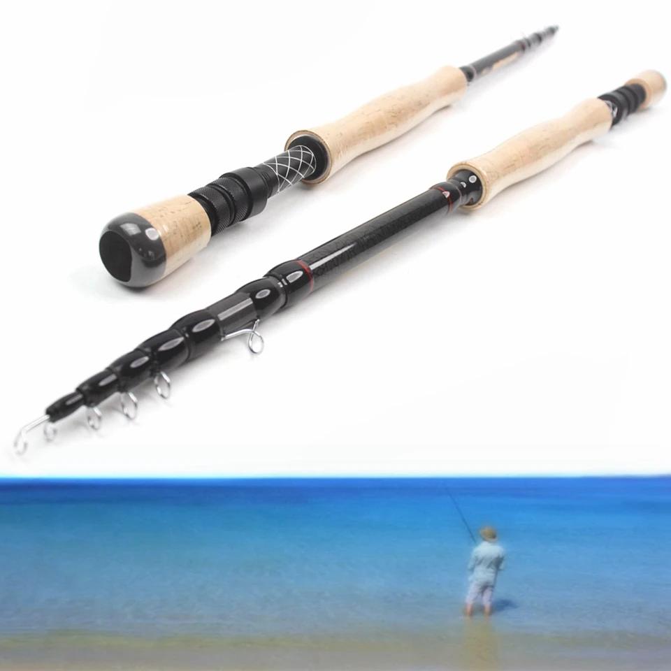Canne télescopique portable 2.1m à 3.0m carbone action rapide poignée liège ultra légère pêche voyage
