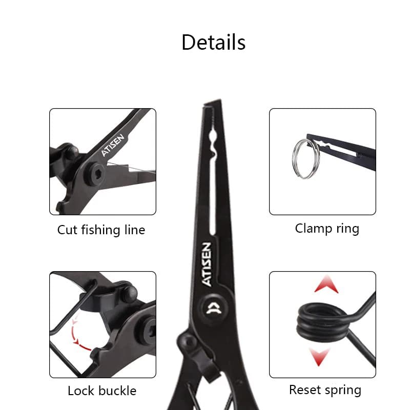 Pince multifonction pêche avec grip à poissons ABS portable pour leurres et montages
