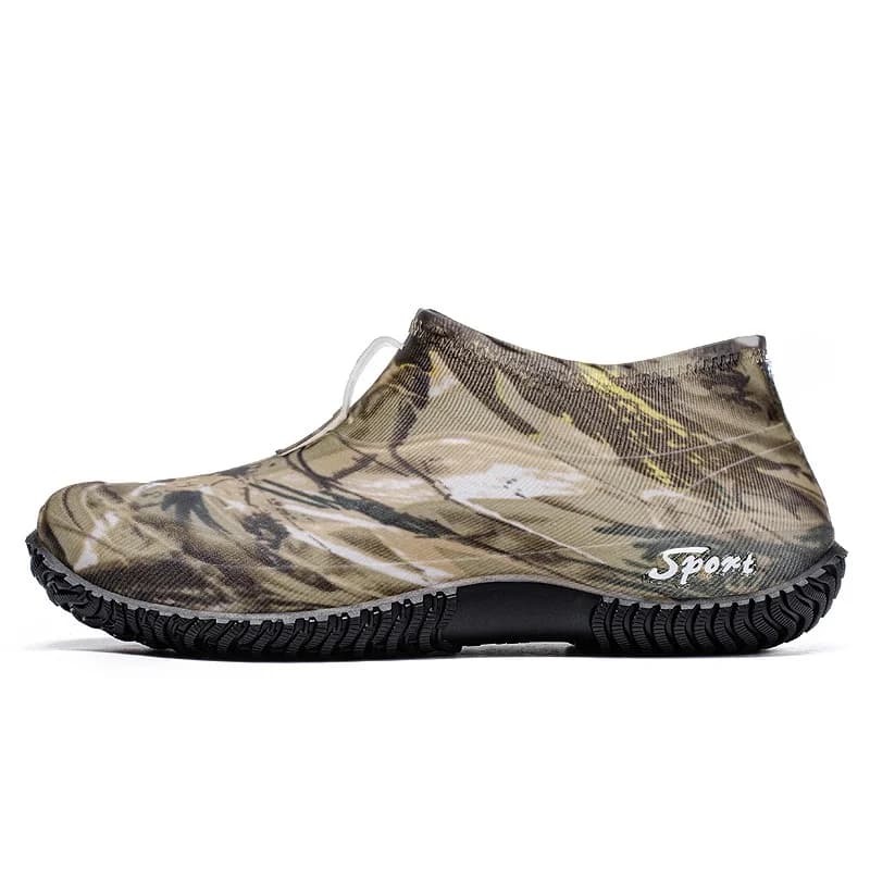 Bottes de pluie courtes camouflage homme anti-dérapage imperméables pêche résistantes plastique grande taille