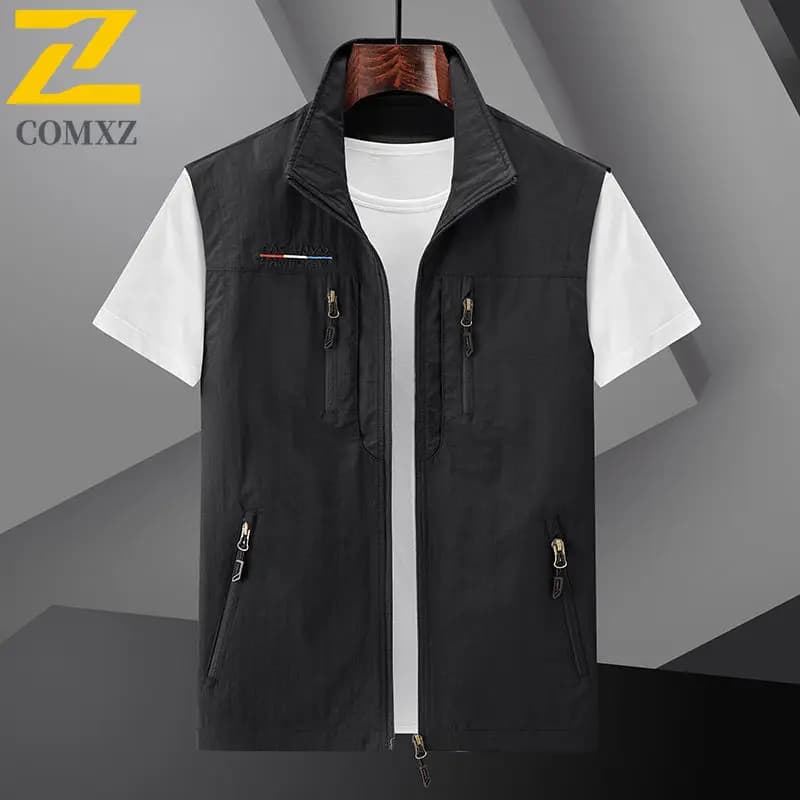 Veste d'été sans manches homme 2024, légère imperméable et durable avec multiples poches pour voyage extérieur