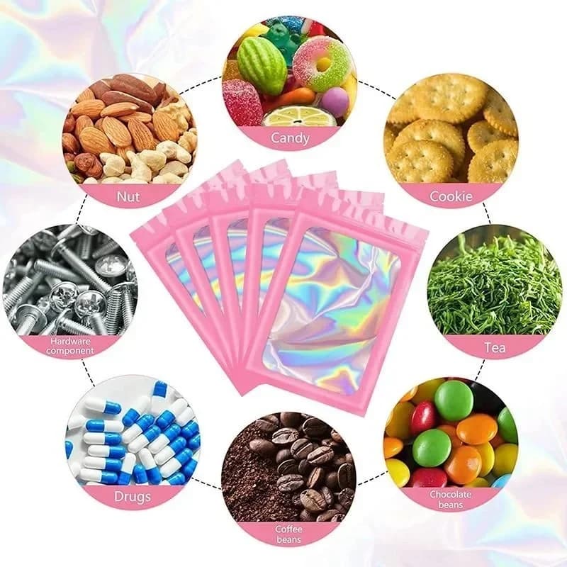 Sacs ziplock épais holographiques rangement leurres pêche - Pochettes colorées sans trou pour matériel
