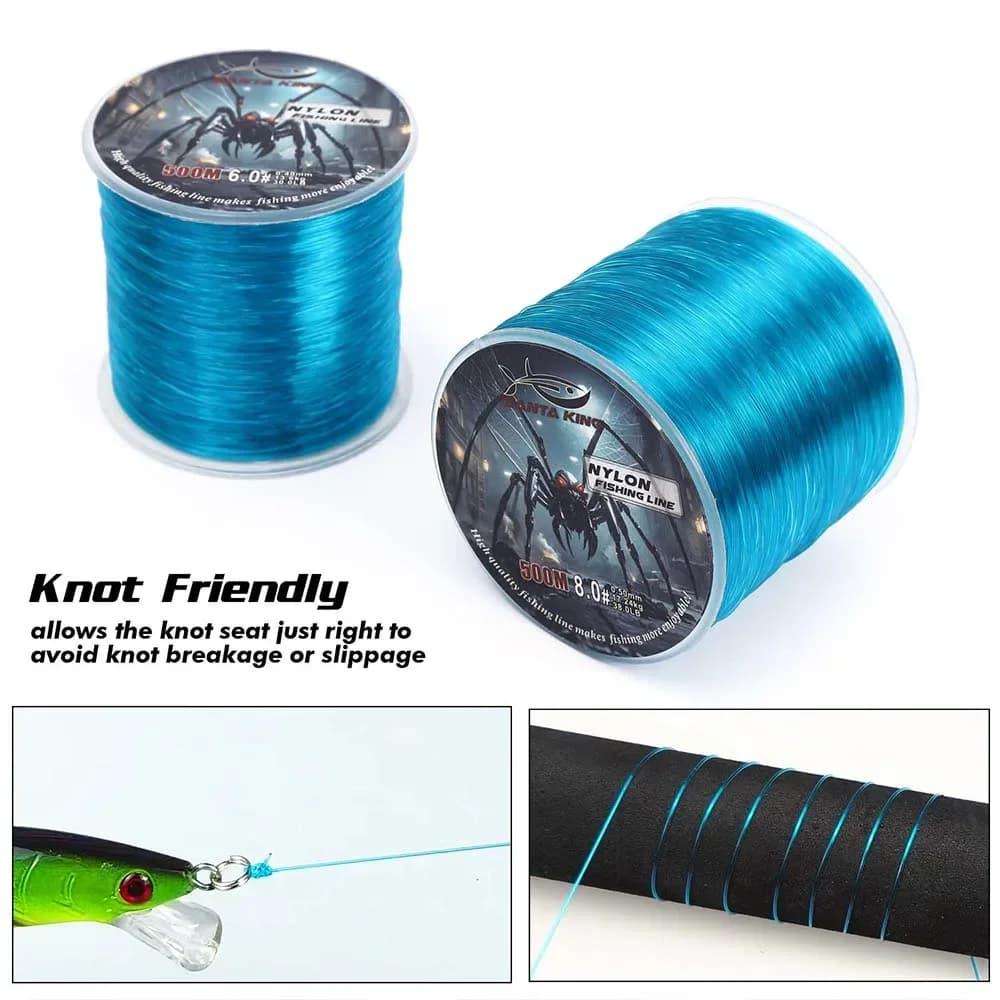 Ligne de pêche monofilament SantaKing 500m résistante et anti-abrasion nylon pour lancer long et fluide