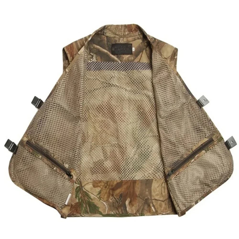 Veste sans manches camouflage vert pêche été pour hommes - Veste mesh respirante multi-poches photographe