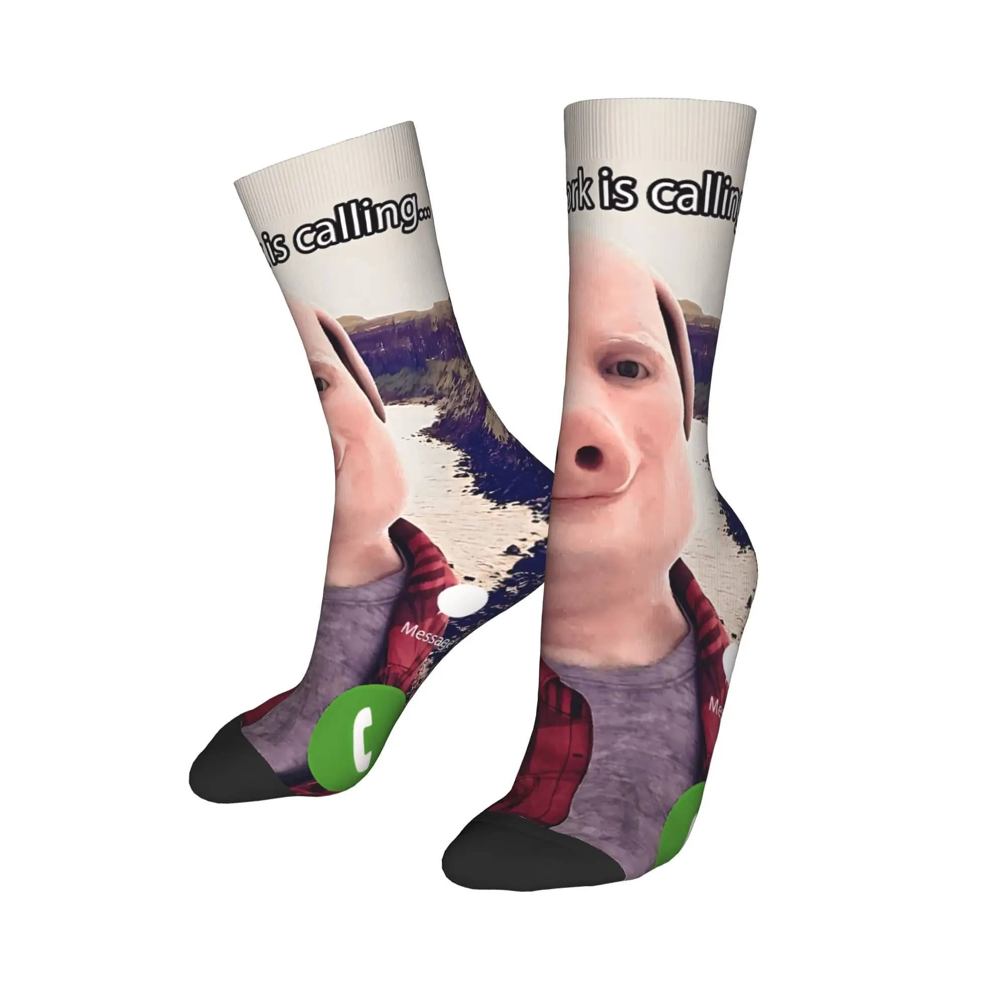 Chaussettes humour John Pork Calling - Téléphone gothique unisexe - Chaudes anti-dérapant cyclisme - Design original