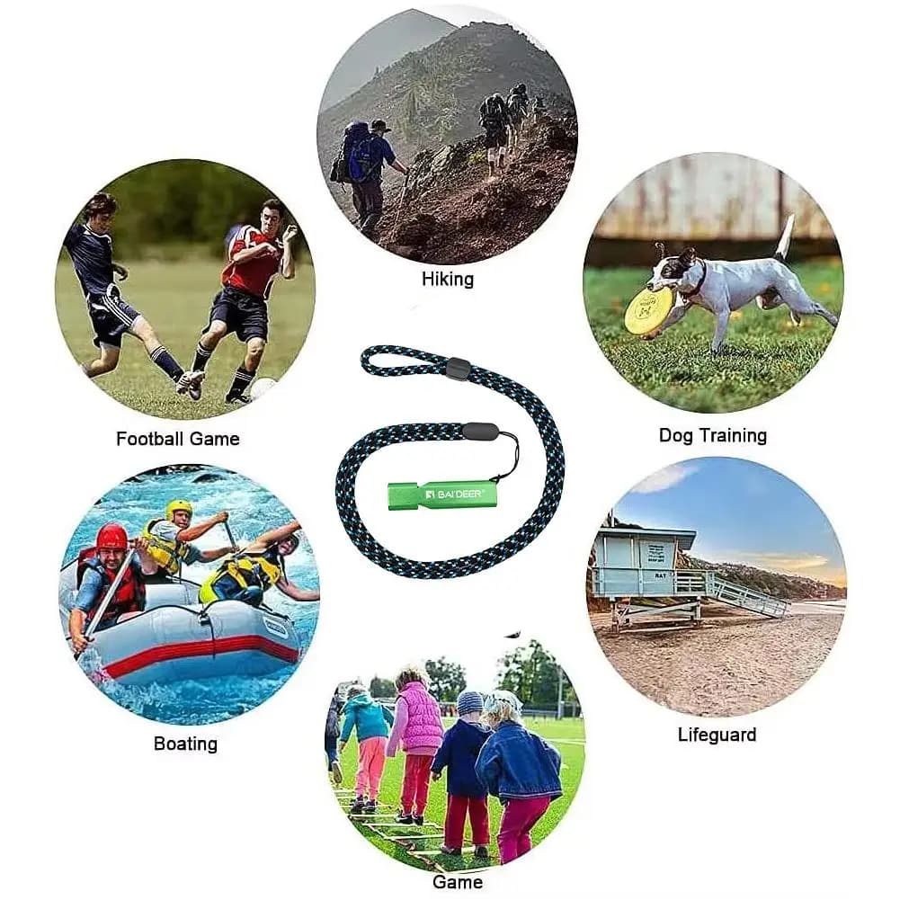 Sifflet d'urgence aluminium avec corde paracorde - Signal de sécurité puissant pour pêche chasse randonnée