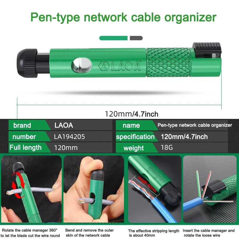 Redresseur câble réseau stylo professionnel pour pêche : séparateur cat5/6/7 pour équipements électroniques