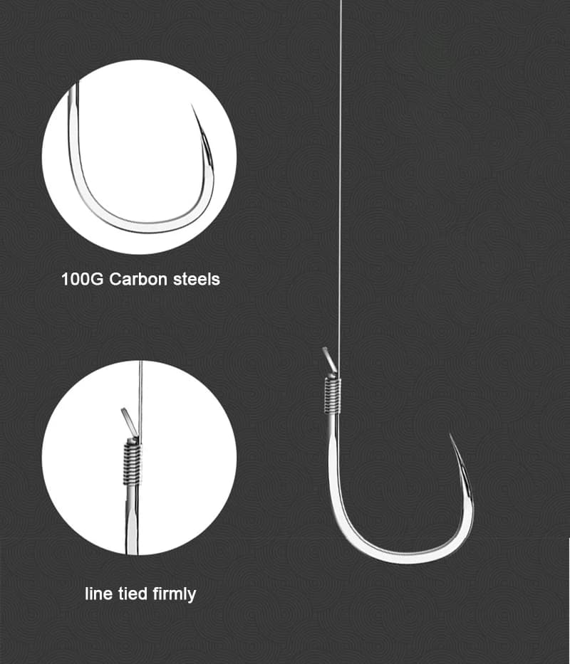 10 hameçons doubles acier carbone avec bas de ligne 45cm pour la pêche à la carpe