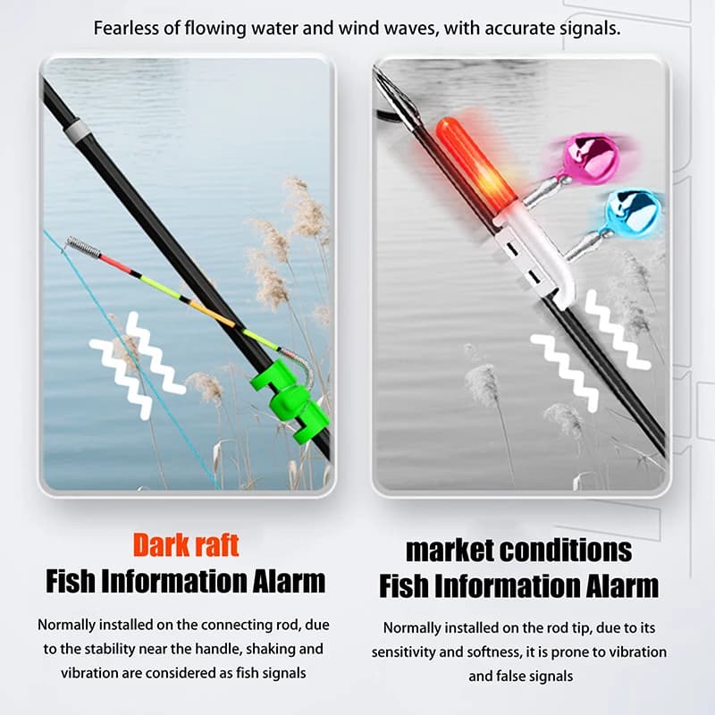 Bâton lumineux amovible étanche pour canne à pêche de nuit - Alarme de touche avec cloches et flotteur