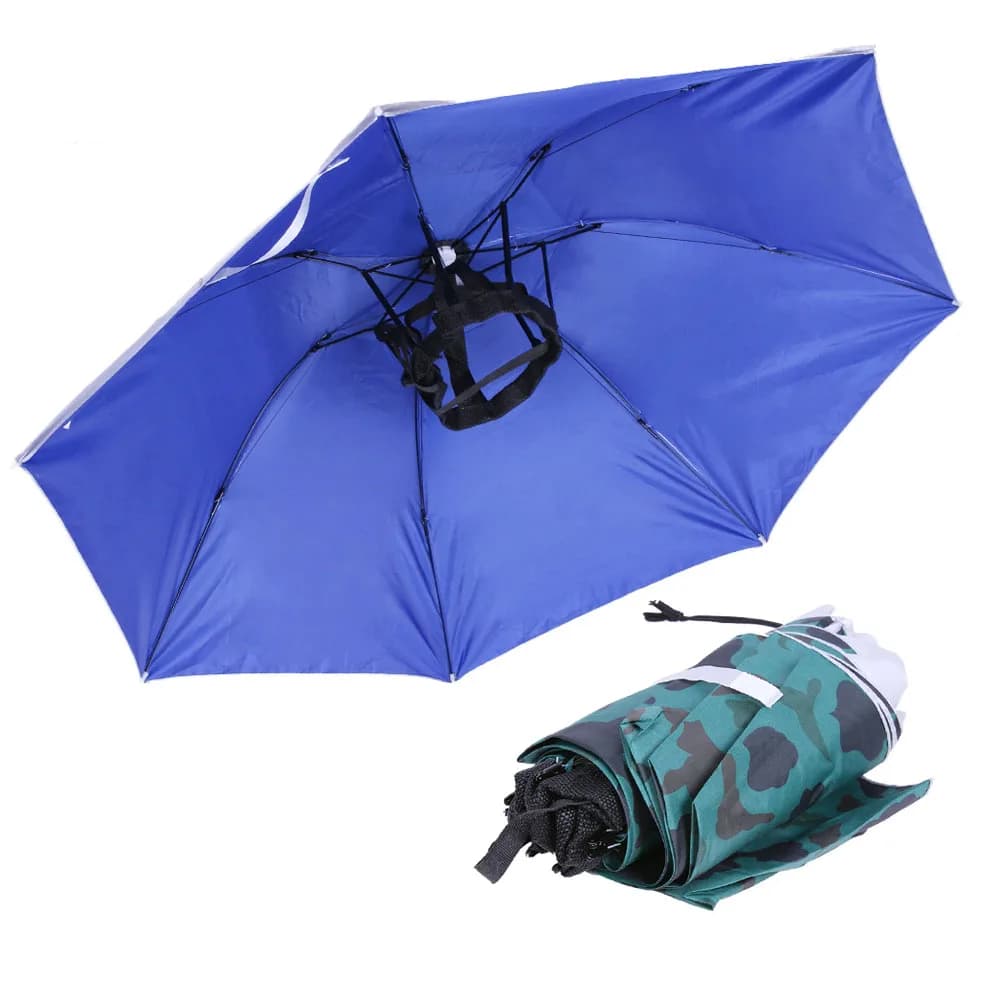 Casquette parapluie pêche extérieure portable anti-pluie anti-soleil unisexe adulte sport