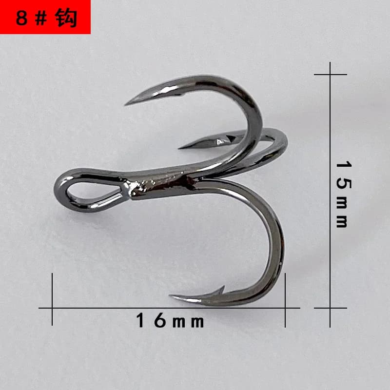 Lot de 50 hameçons triple pêche carbone aiguisés nickel noir pour carnassiers et gros poissons