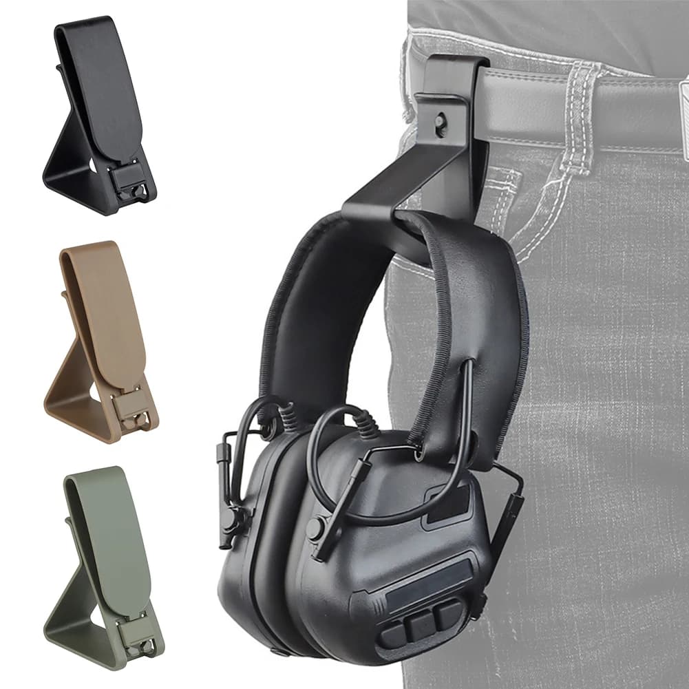 Clip accroche casque tactique pêche - Attache rapide molle pour protecteurs auditifs