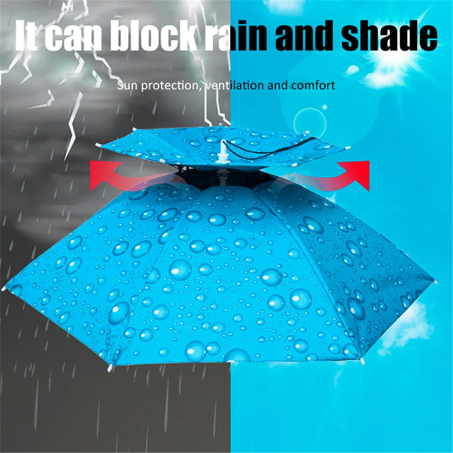 Chapeau parapluie pliable protection solaire UV double couche pour pêche plage randonnée été