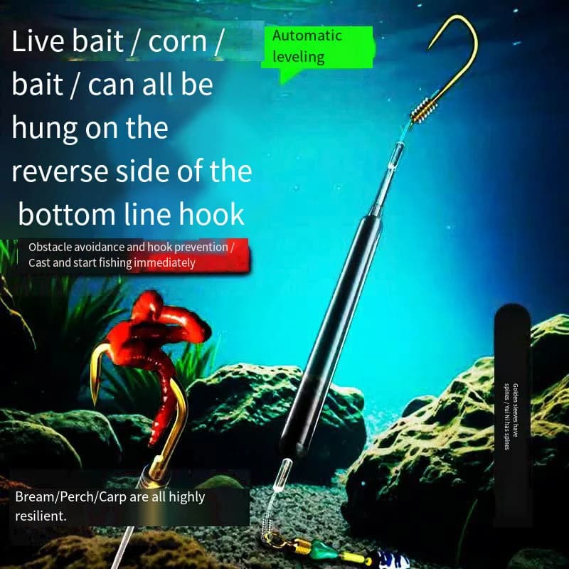 5 rigs pêche carpe anti-fond avec manchons dorés - Hameçons taille 1#-10# - Montages prêts
