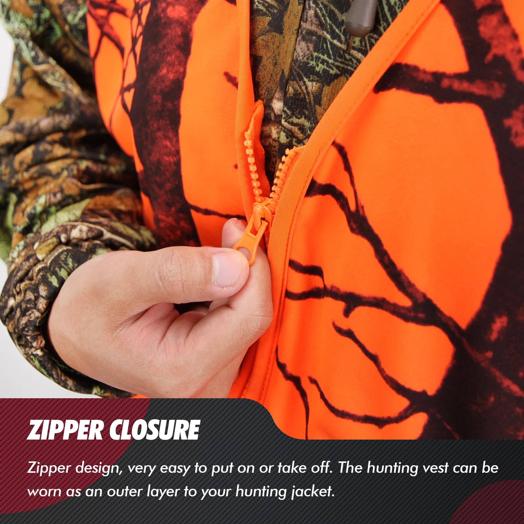 Veste de chasse orange séchage rapide grande taille M-4XL - Randonnée camping pêche photo sans manches