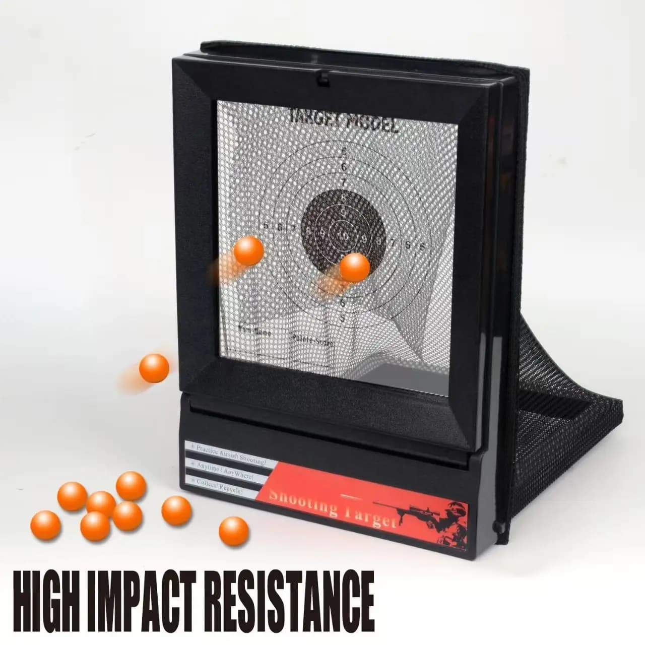 Cible Airsoft A1 pliable avec filet récupérateur - Cible métallique portable pour BB et plombs