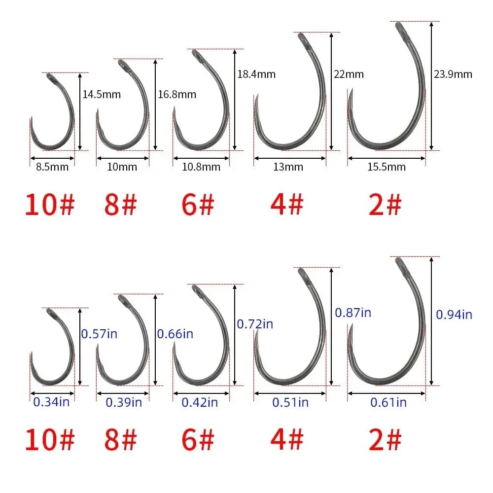 Hameçons de pêche sans ardillon Hirisi 50 pièces, acier inoxydable haute teneur en carbone et résistants,