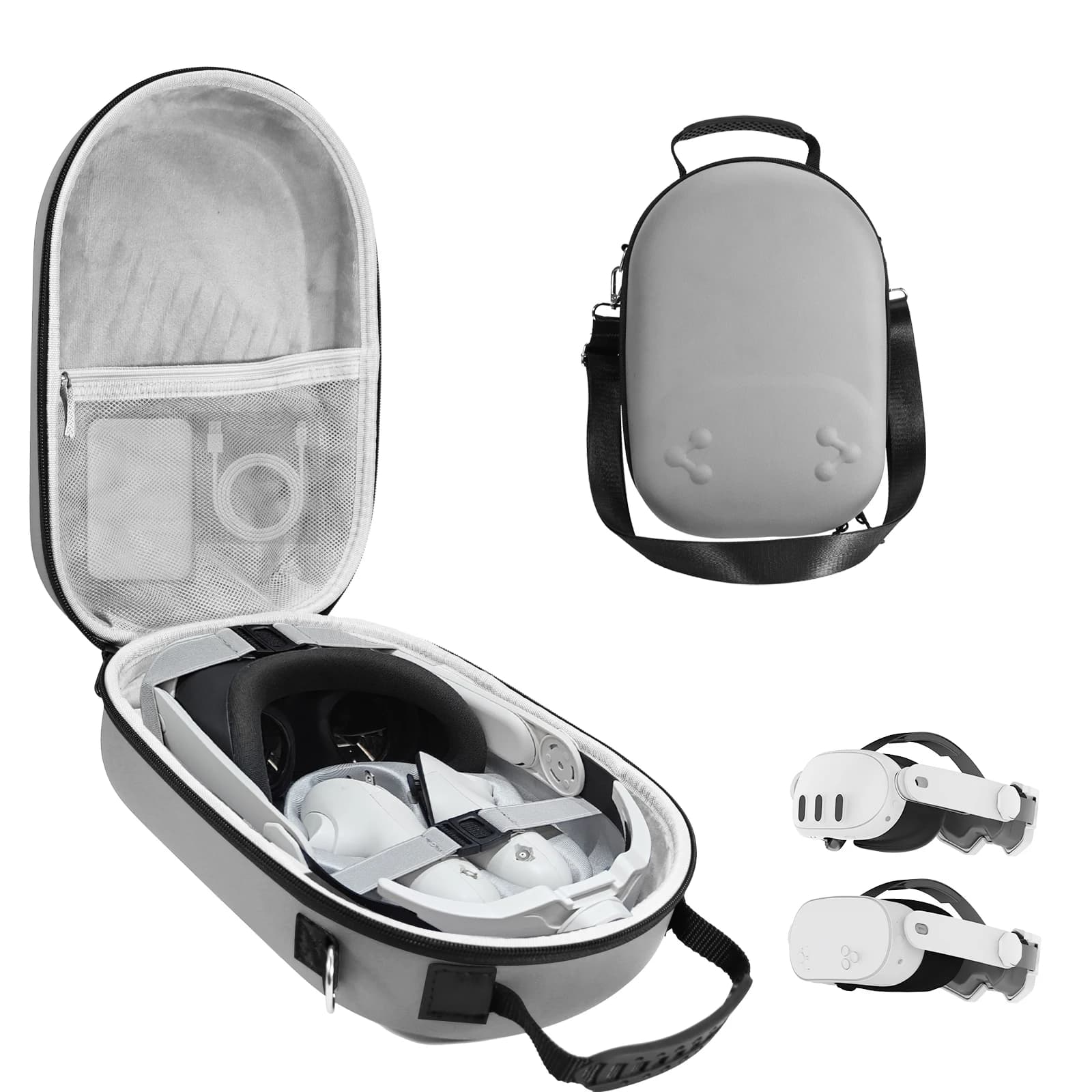 Étui de protection rigide Meta Quest 3/3S - Coque anti-choc transport casque VR et manettes accessoires