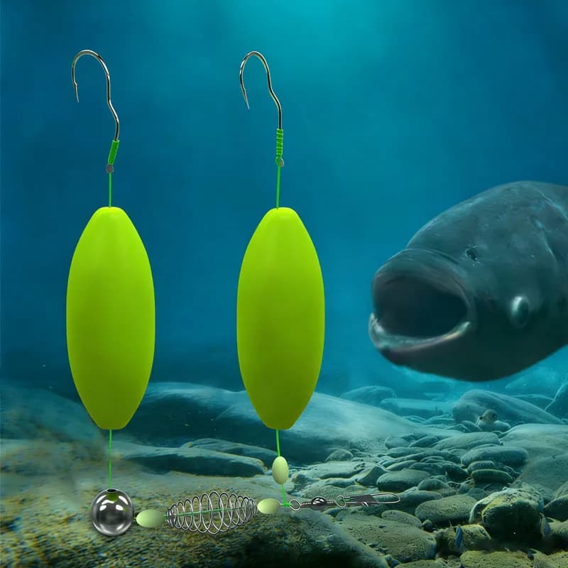 Montages carp prêts à pêcher avec hameçons doubles anti-fond pour pêche au coup en étang