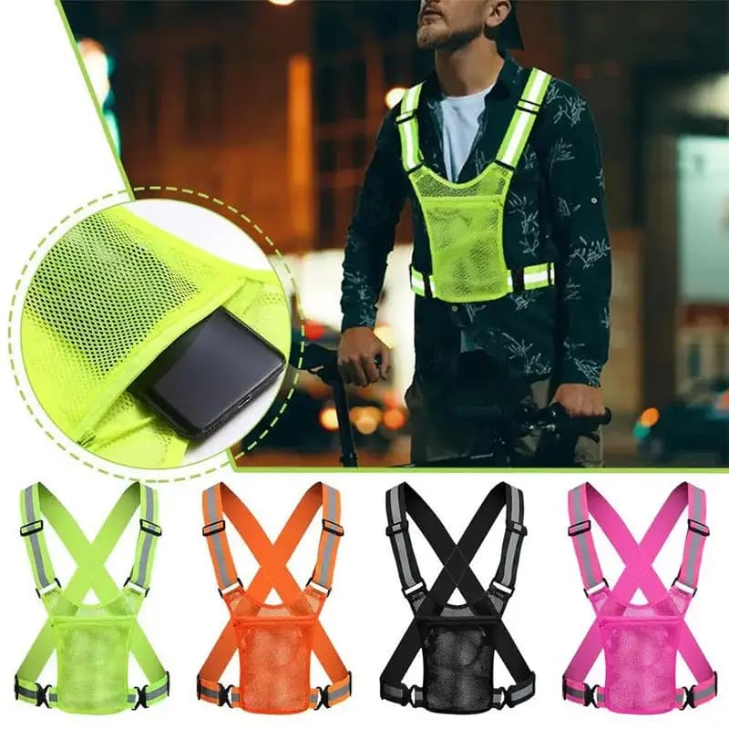 Veste réfléchissante sécurité pêche - Bandeaux réfléchissants haute visibilité - Réglable élastique