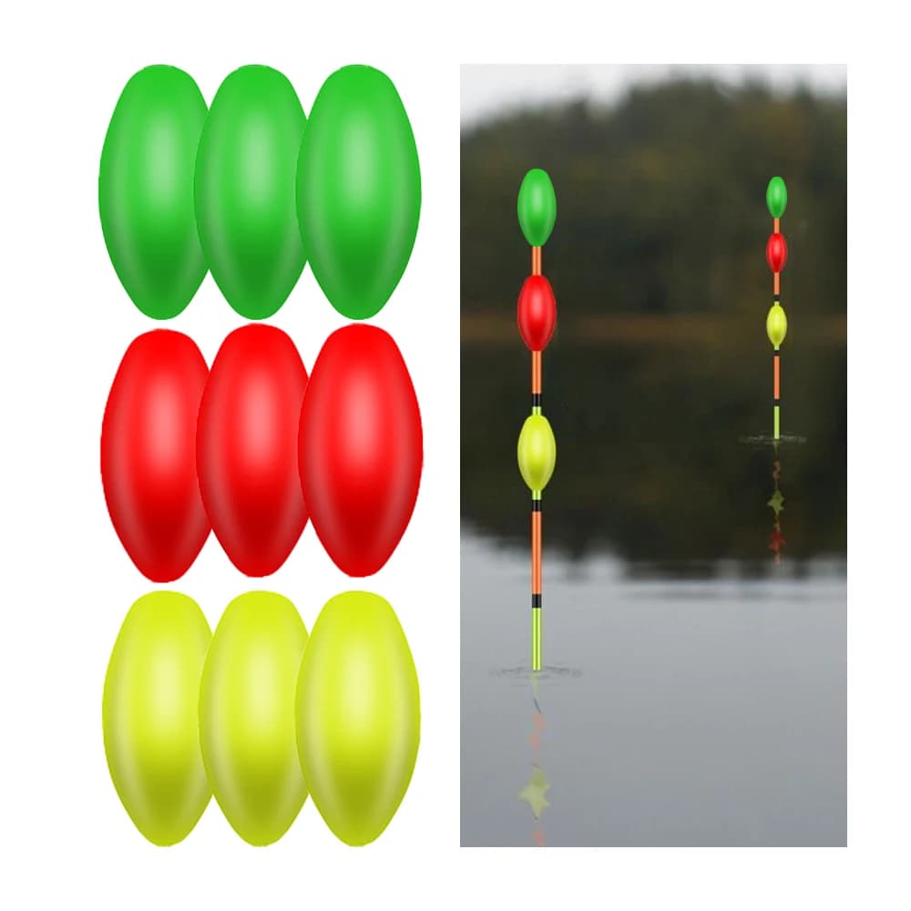 Flotteur de pêche fluorescent EVA en forme de haricot - indicateur de touches visible jour et nuit