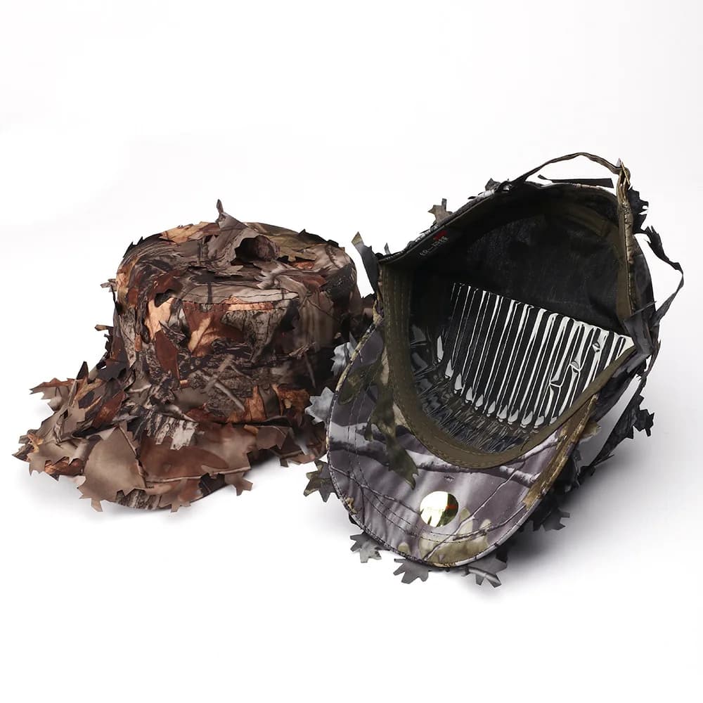 Chapeau boonie camouflage 3D feuilles pêche chasse accessoire protection solaire tactique