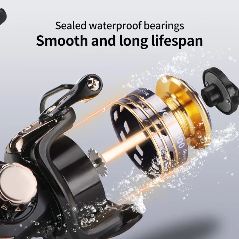 Moulinet de pêche spinning mini DEUKIO 1000 roulement fluide frein 5kg pour pêche légère en eau douce