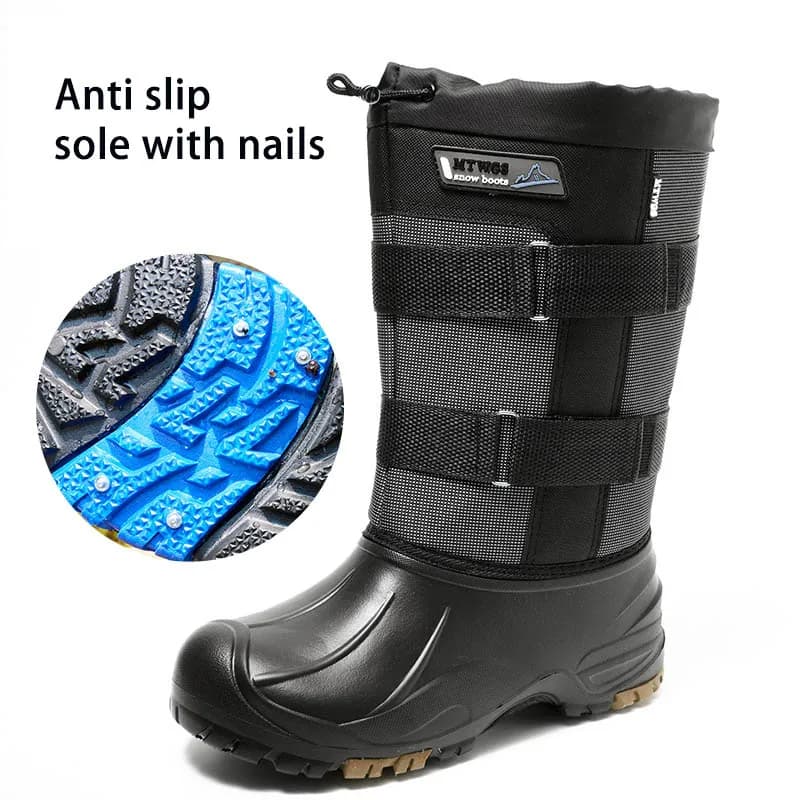 Chaussures de pêche hivernales étanches avec clous en acier - Bottes de wading chaudes pour randonnée et chasse