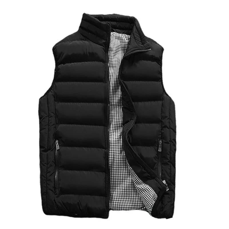 Gilet homme chaud hiver sans manches coupe-vent doublé coton épais pour pêche extérieure