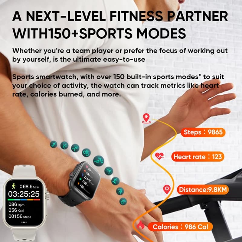 Watch Ultra 2 SE smartwatch AMOLED 1000mAh batterie 100+ sports appels Bluetooth GPS tracking étanche iOS Android