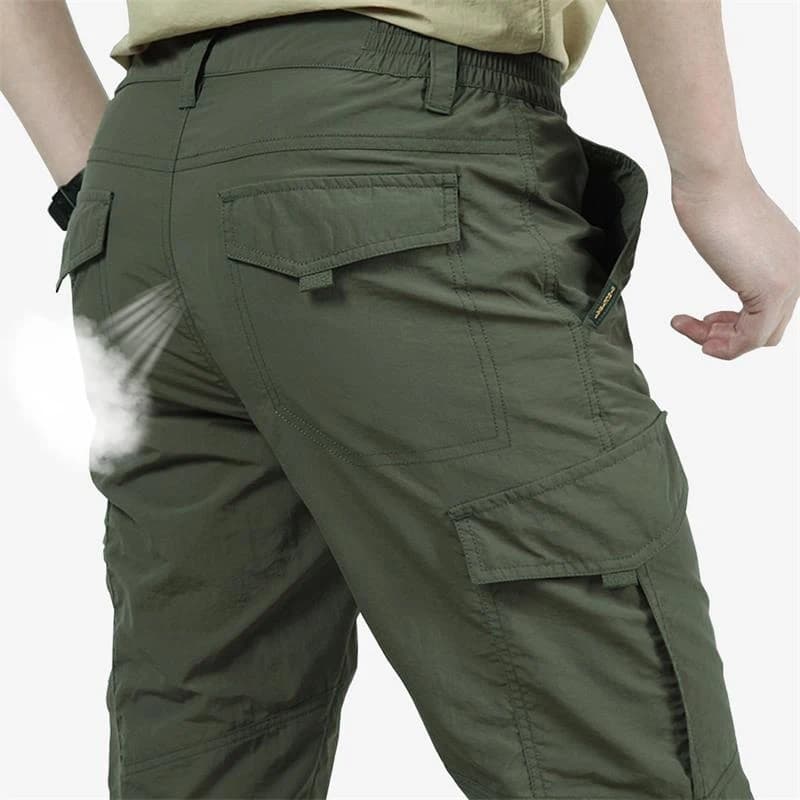 Pantalon cargo taille plus respirant - Imperméable multi-poches pour pêche