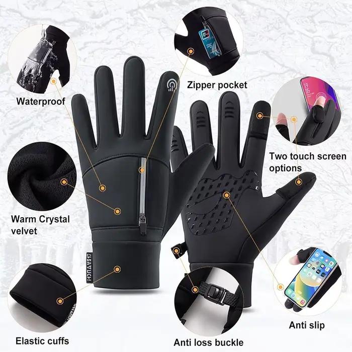 Gants hiver pêche GTUBIKE 2 doigts retournables imperméables homme femme chauds
