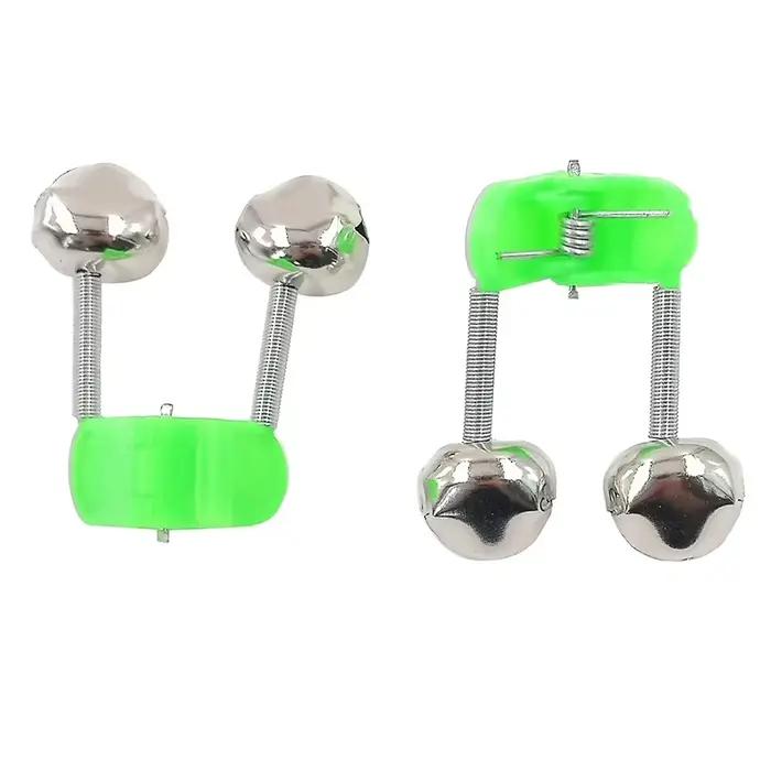 Alarme de touche pêche 5 pièces OUTKIT - Cloches ABS vertes avec pince métallique pour canne