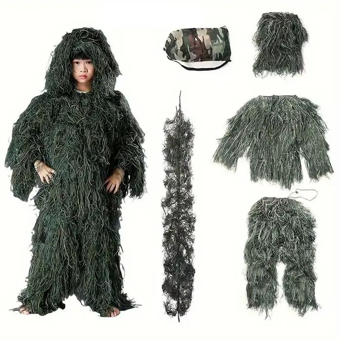 Combinaison ghillie 5 en 1 camouflage herbe sèche - Tenue jungle pêche photographie observation