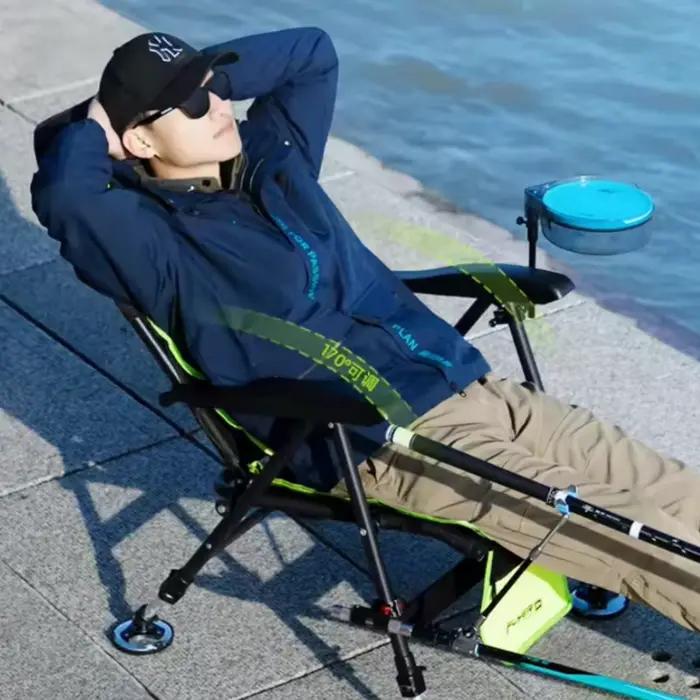 Chaise de pêche inclinable multifonction - Siège pliant portable style européen pour camping extérieur