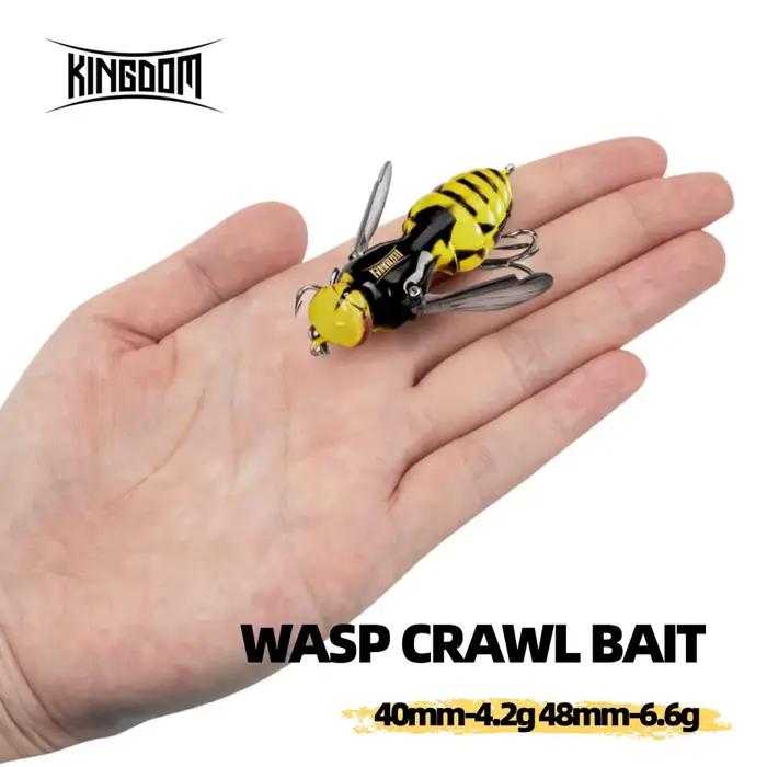 Leurre insecte flottant Kingdom Wasp Crawl 40-48mm pour brochet et perche, appât bio-inspiré