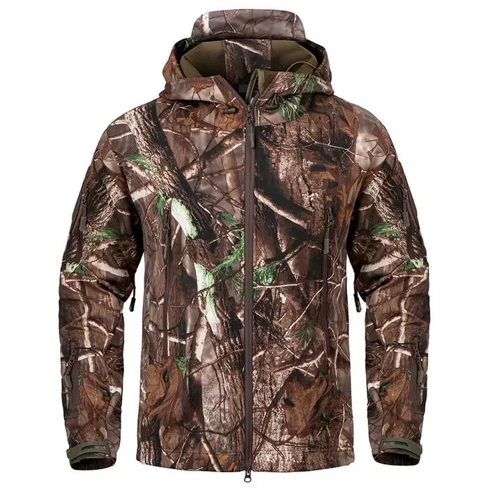 Veste de chasse camouflage softshell silencieuse - Imperméable et chaude pour pêche et randonnée
