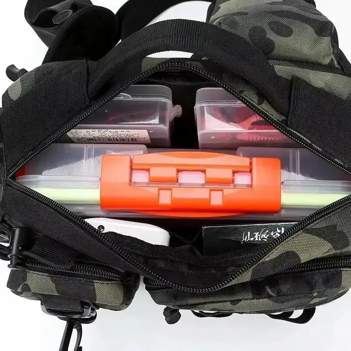 Sac pêche grande capacité 3 en 1 épaule ceinture bandoulière - Sac rangement cannes boîte appâts