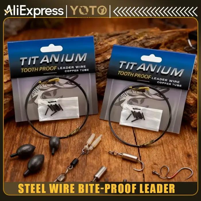 Kit leader titane anti-morsure YOTO 10ft avec manchons - Pour pêche en eau salée résistance 15-44lb