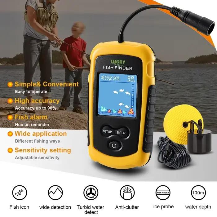 Sondeur poissons Lucky écran couleur portable 100m profondeur échosondeur pêche lac rivière