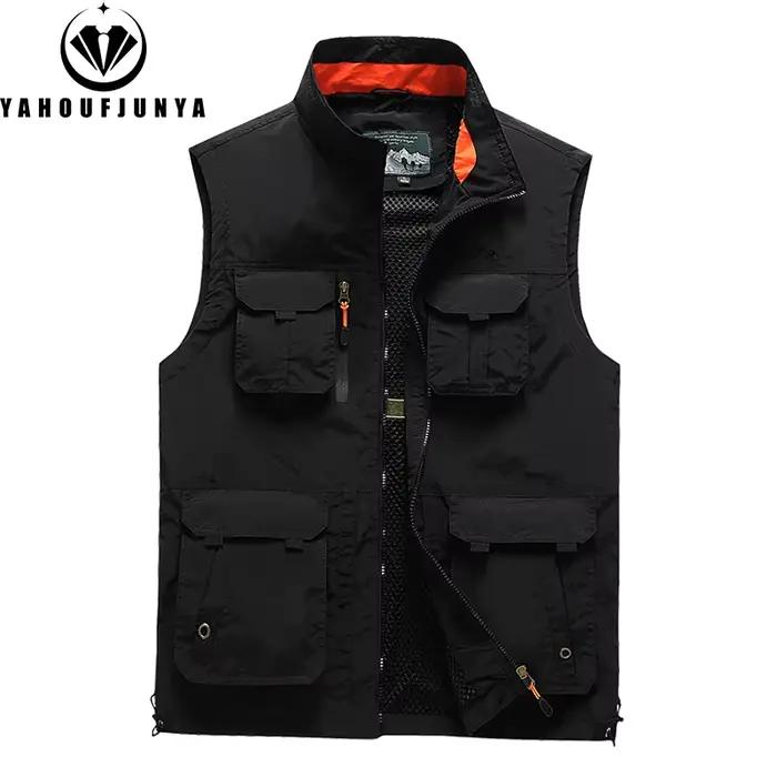 Veste sans manches multi-poches pour pêche printemps été 2024 couleur unie grande taille 6XL