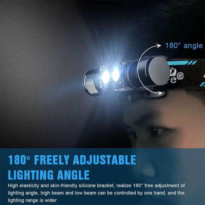 Lampe frontale Trustfire H5R rechargeable USB 600lm double tête pour pêche et chasse